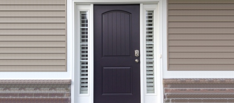 Sidelight Shutters On Black Door In Charlotte, NC